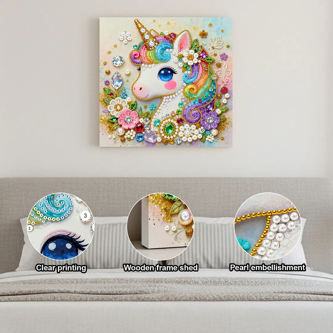 Framed Unicorn - Pearls Painting Kit for Creativity DIY Pearl Dot Crafts for Gift Home Wall Decor 25*25CM