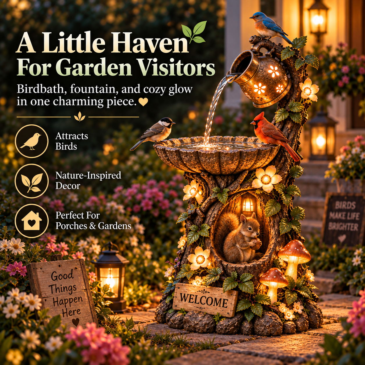 🌿 🐿️Solar Wildlife Garden Fountain – A Peaceful Stop for Birds & Squirrels - image 3