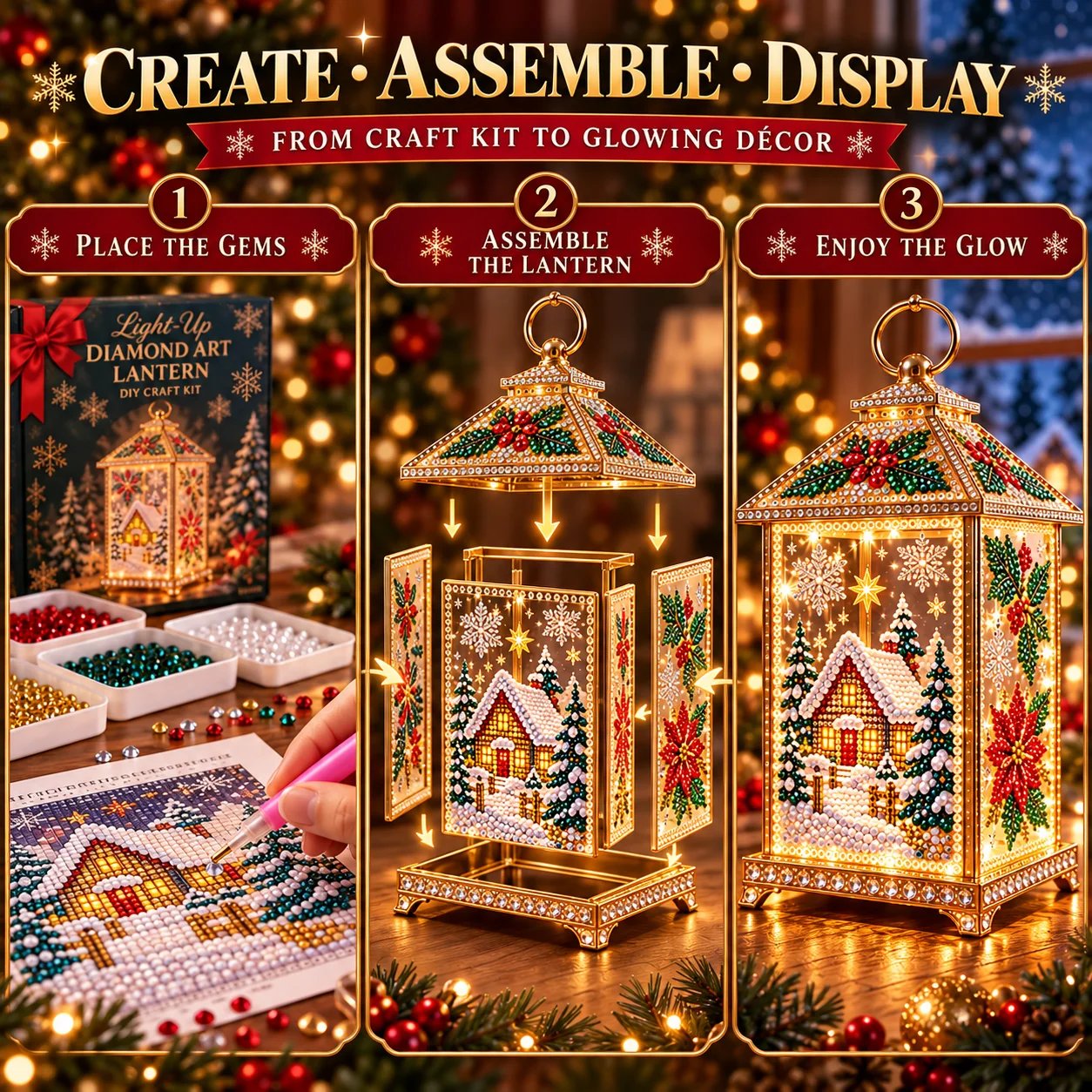 ✨ Christmas Glow™ — DIY Light-Up Diamond Art Lantern - image 4