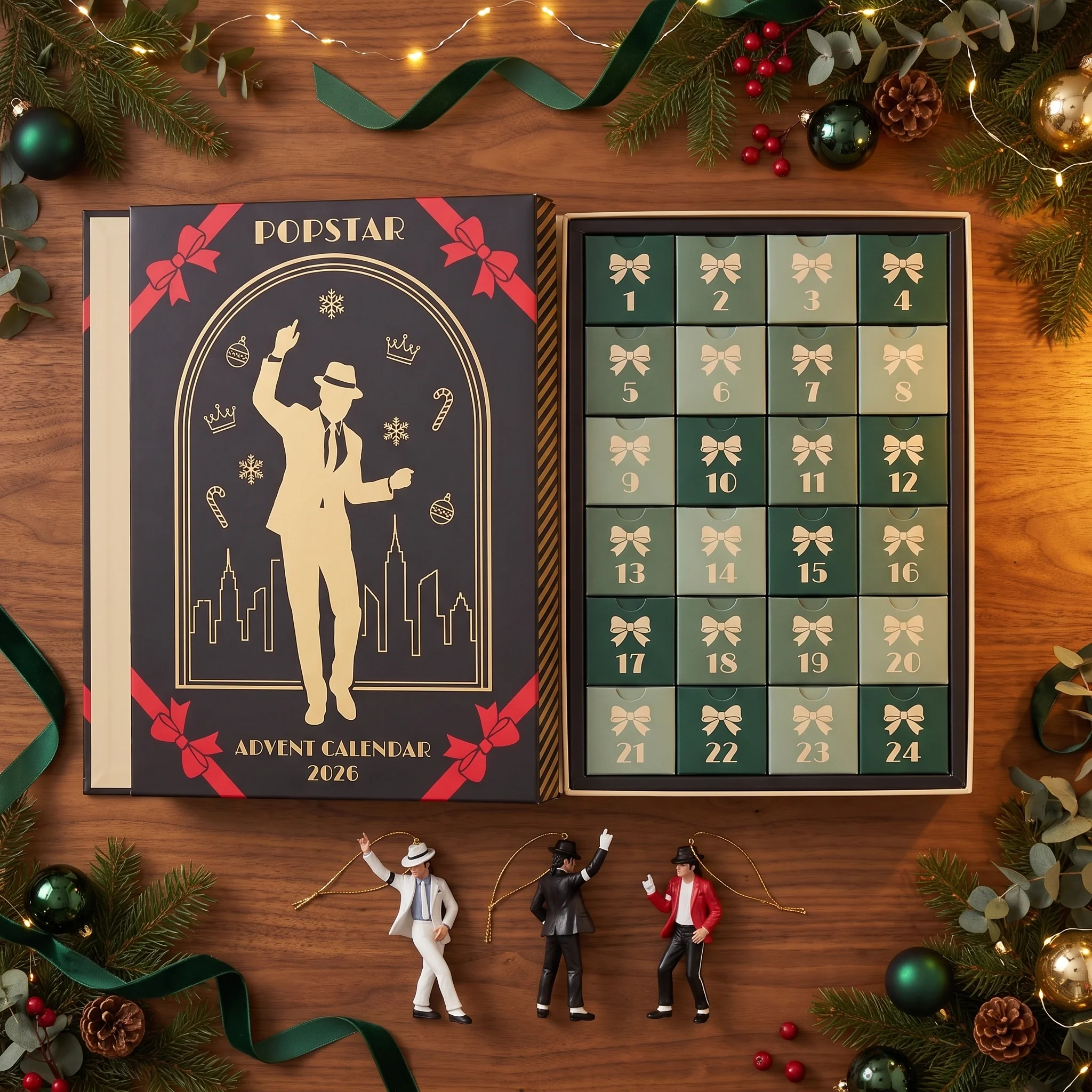 Calendar box and collectible figurine ornaments