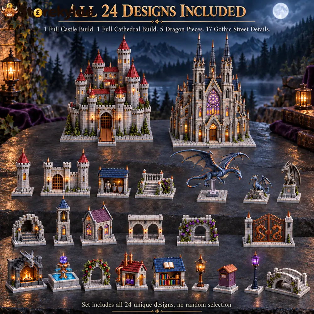 24-day Medieval Magic Dragon Castle Cathedral Advent Calendar - image 1