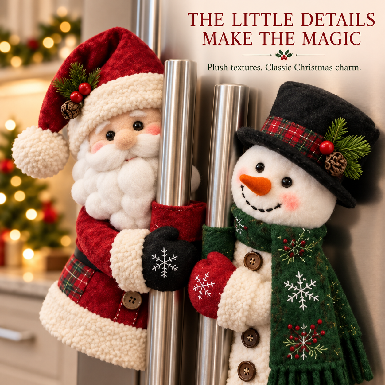 🎄 Santa & Snowman Christmas Fridge Handle Huggers - image 1