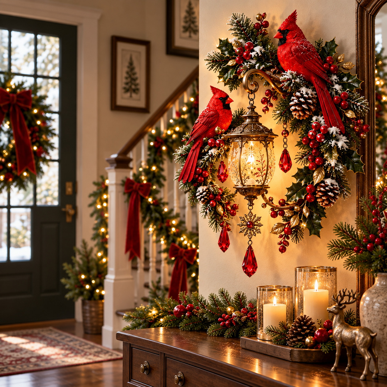 Cardinal lantern wall decor