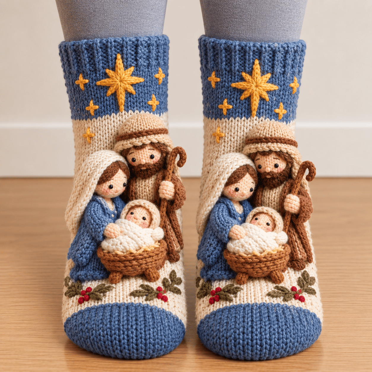 🎄 3D Nativity Christmas Socks - image 1