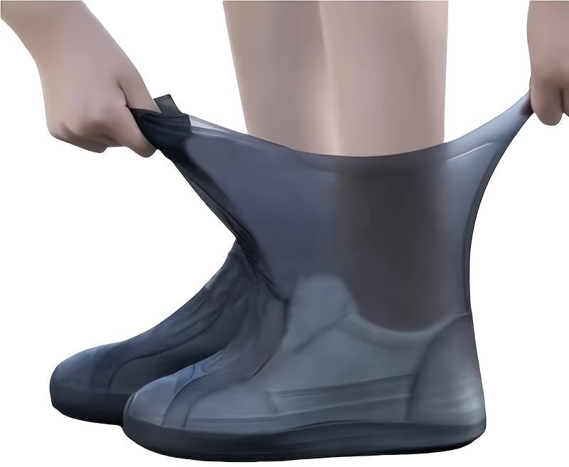 🛡️ Waterproof Shoe Covers ♻️ Reusable | Non-slip | Elastic Strap 💪 Durable Rubber Sole 🌧️ Rain, Gardening, Hiking, Construction Work ⚫ Unisex, Black