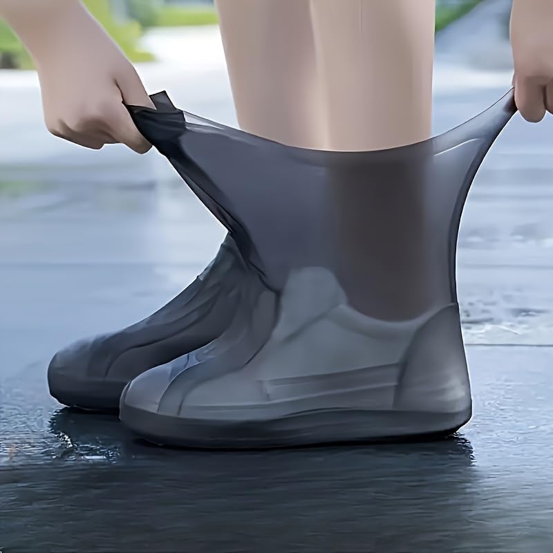 🛡️ Waterproof Shoe Covers ♻️ Reusable | Non-slip | Elastic Strap 💪 Durable Rubber Sole 🌧️ Rain, Gardening, Hiking, Construction Work ⚫ Unisex, Black