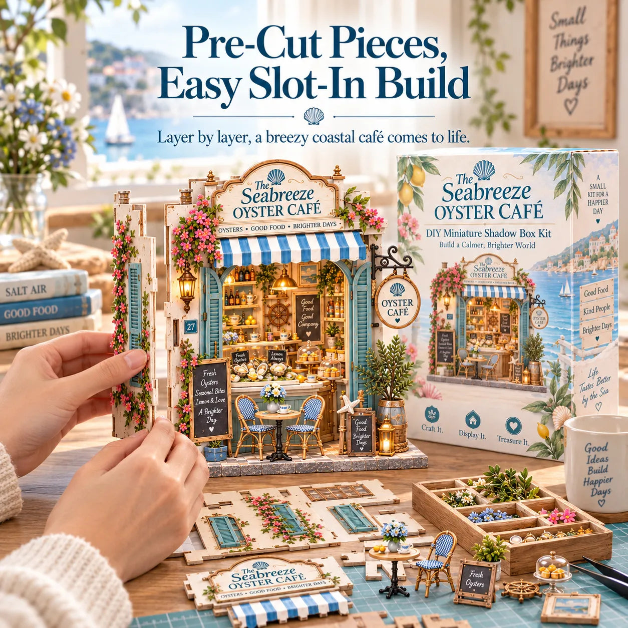 🌊🦪 The Seabreeze Oyster Café™-DIY 3D Miniature Coastal Café Kit - image 2