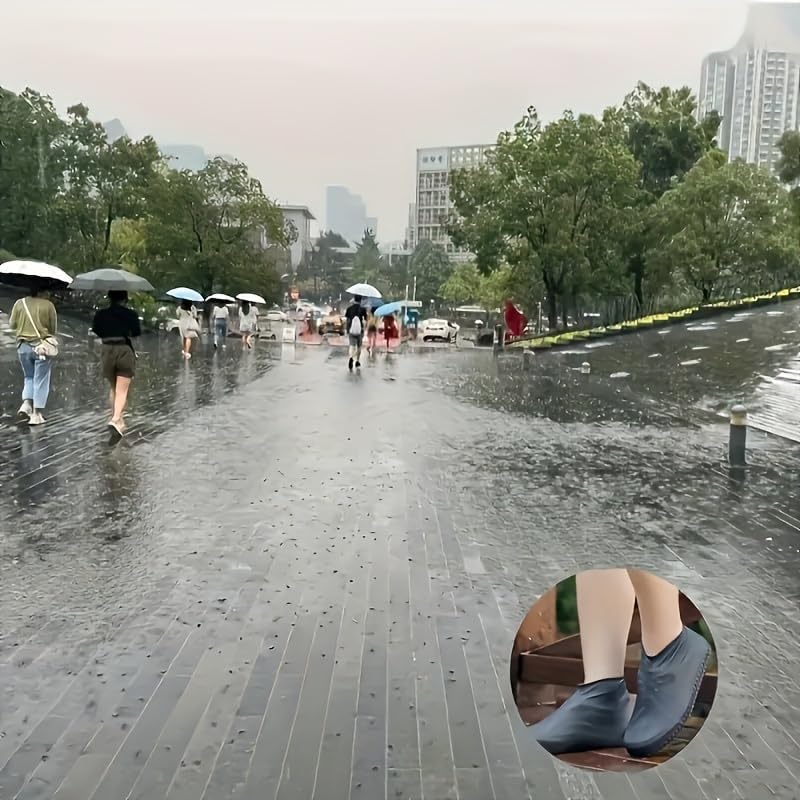 🛡️ Waterproof Shoe Covers ♻️ Reusable | Non-slip | Elastic Strap 💪 Durable Rubber Sole 🌧️ Rain, Gardening, Hiking, Construction Work ⚫ Unisex, Black