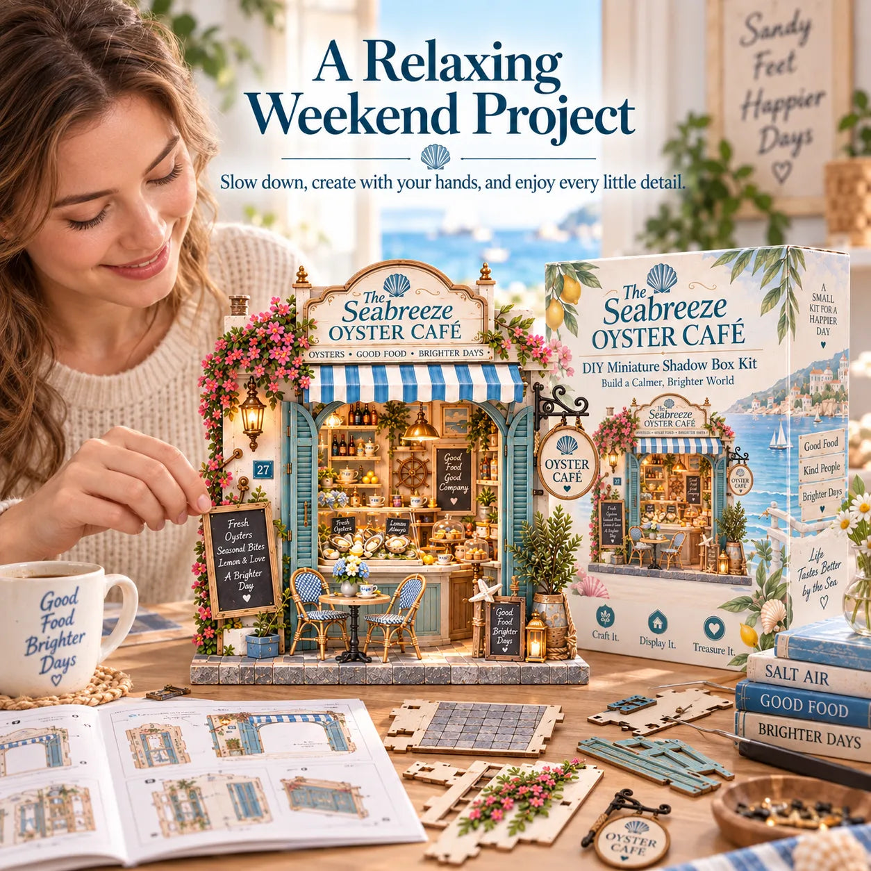 🌊🦪 The Seabreeze Oyster Café™-DIY 3D Miniature Coastal Café Kit - image 6