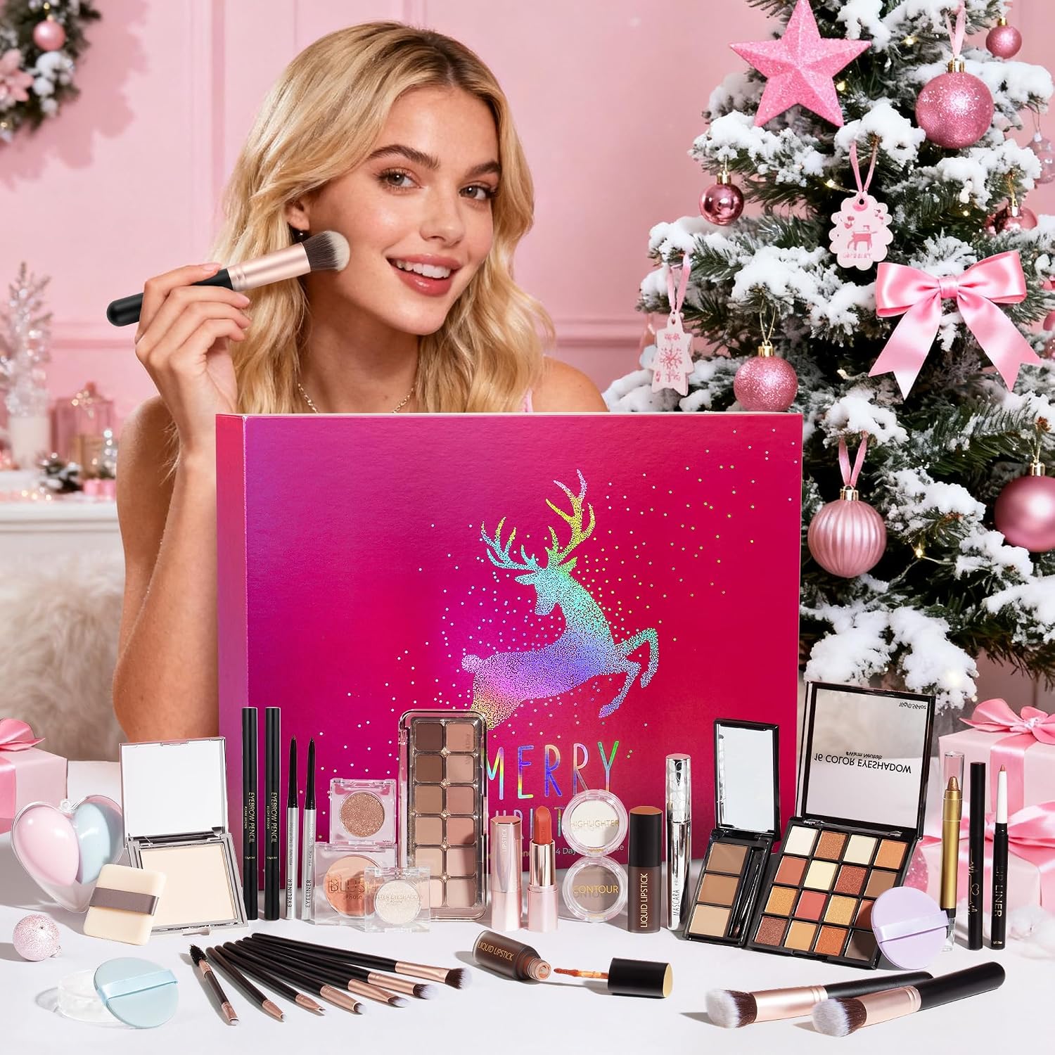 Ifchooseu - Makeup Beauty Advent Calendar 2026, 24 Days Christmas Countdown Calendar for Adults Women & Teen Girls - Cosmetic Advent Full Face Make Up Calendar Kit Xmas Gift Set for Wife Mom Friend