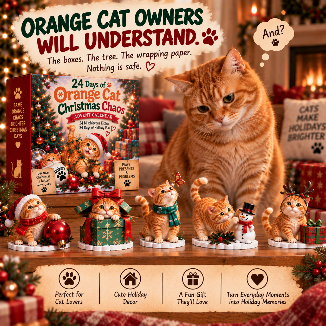 Orange cat Christmas collection for cat owners