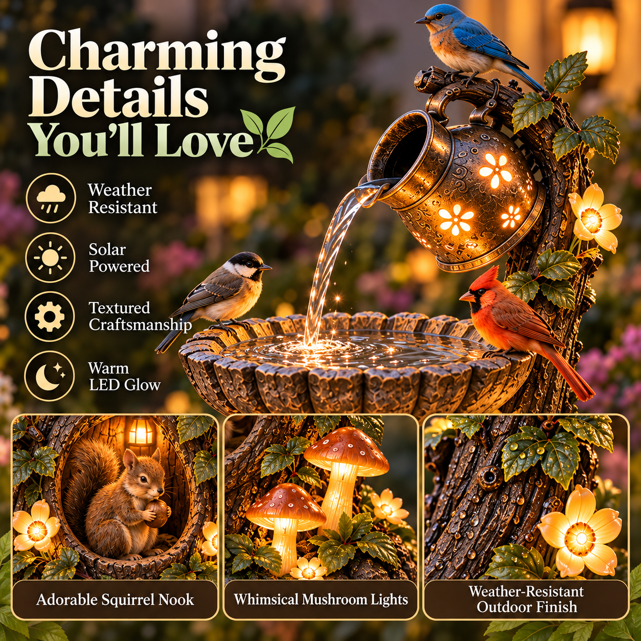 🌿 🐿️Solar Wildlife Garden Fountain – A Peaceful Stop for Birds & Squirrels - image 5