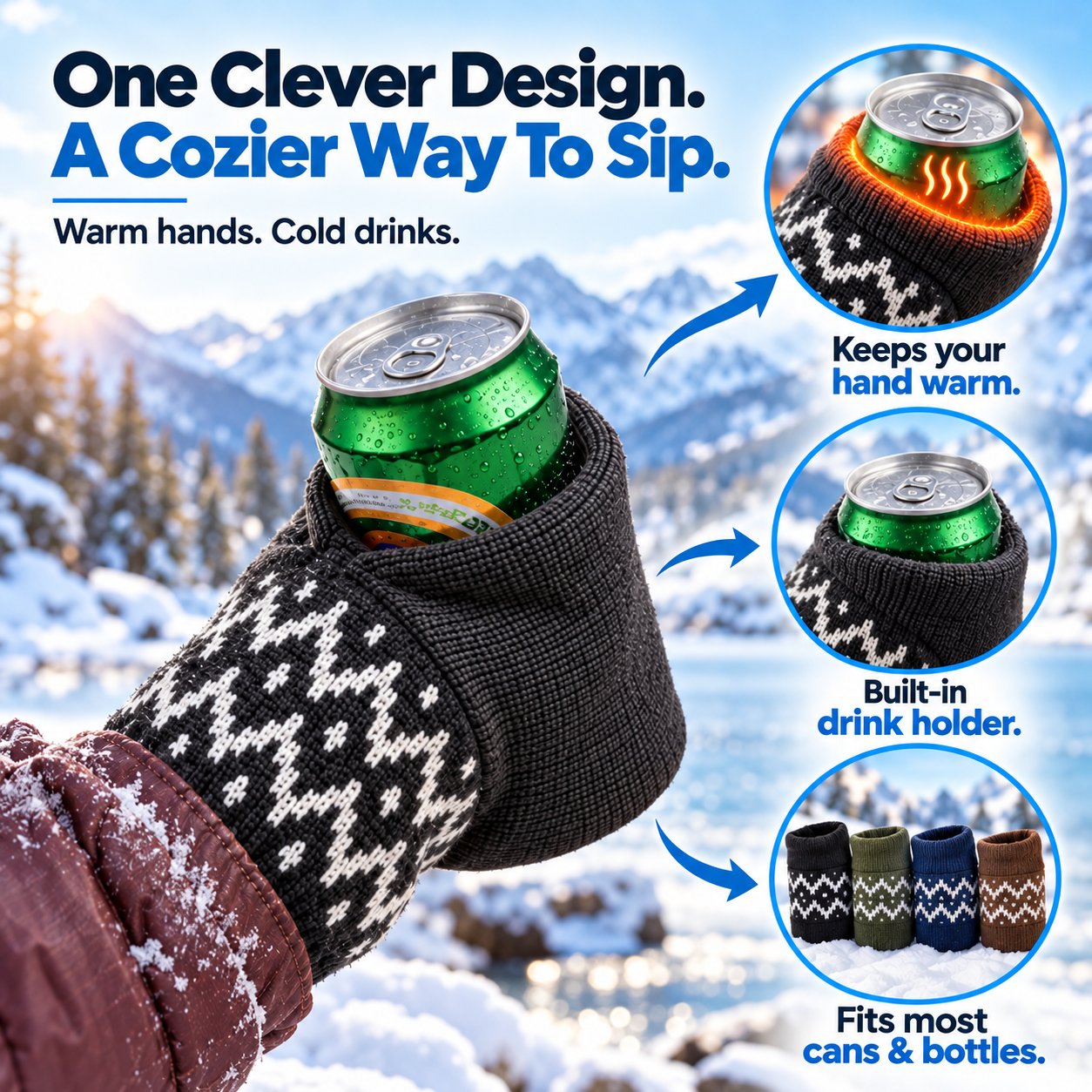 🍻Knitted Insulated Beer Can Glove Mittens – Warm Hands, Cold Drinks - image 1