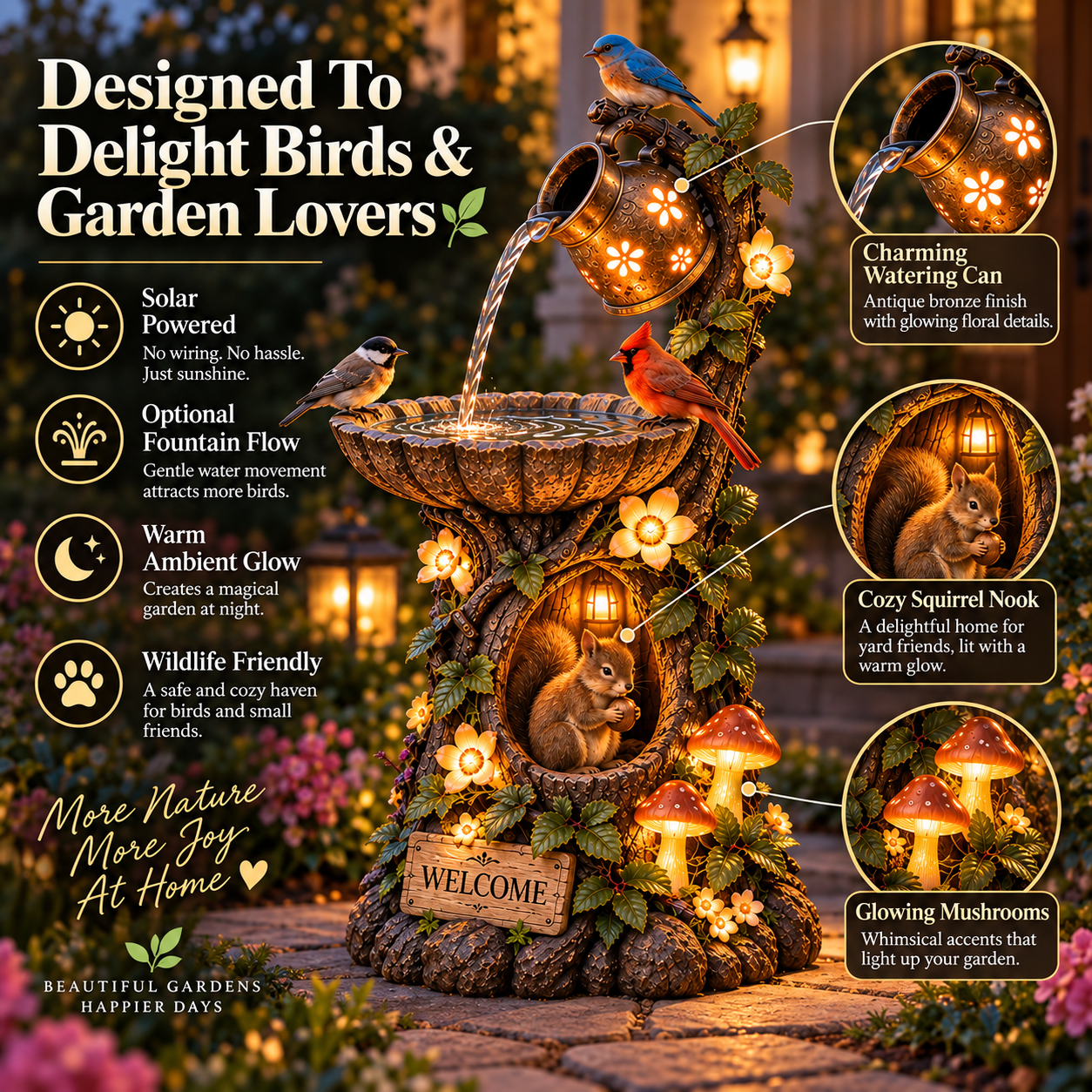 🌿 🐿️Solar Wildlife Garden Fountain – A Peaceful Stop for Birds & Squirrels - image 6
