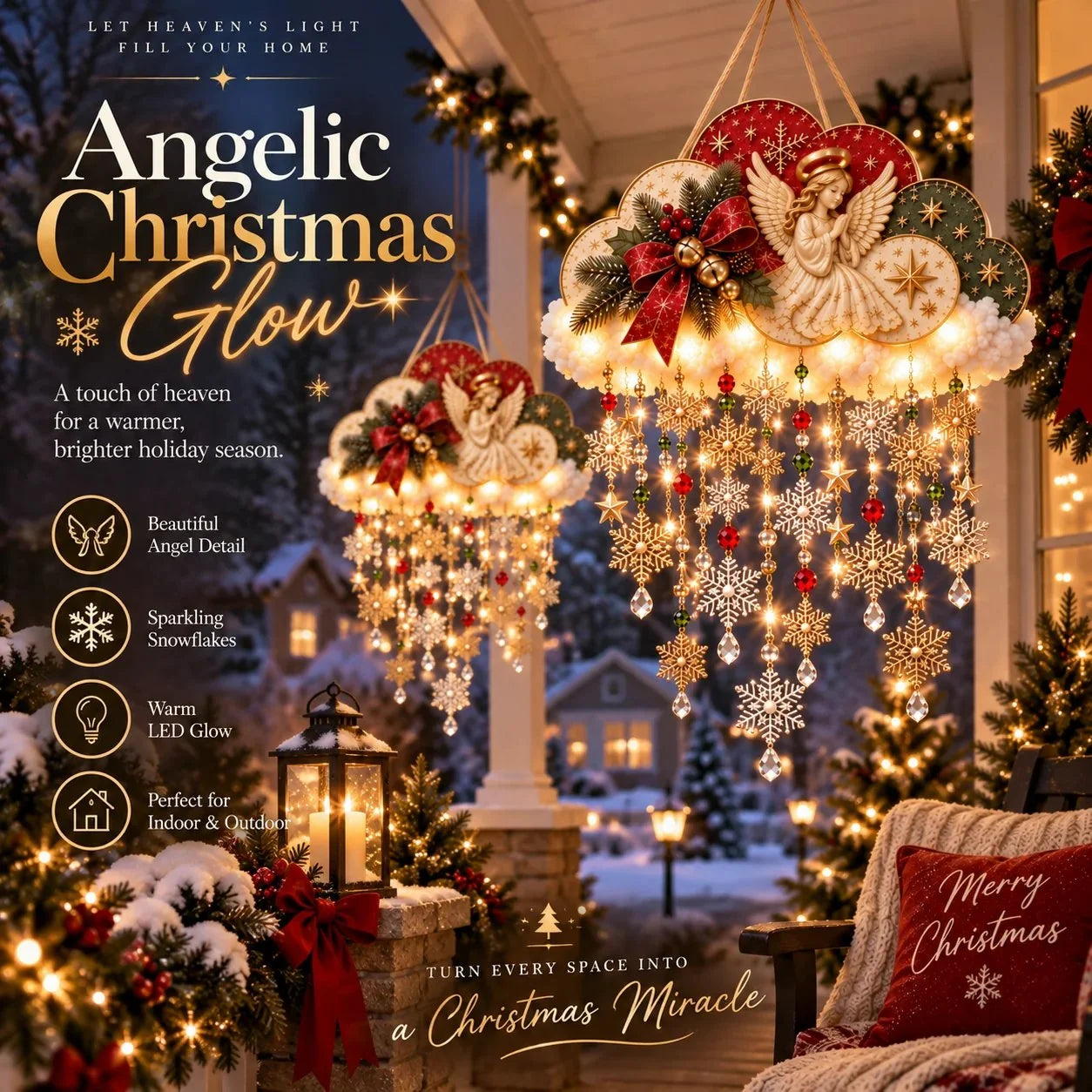 🔥✨ Angelic Christmas Snowfall Cloud – Lighted Hanging Holiday Decor☁️✨ - image 1