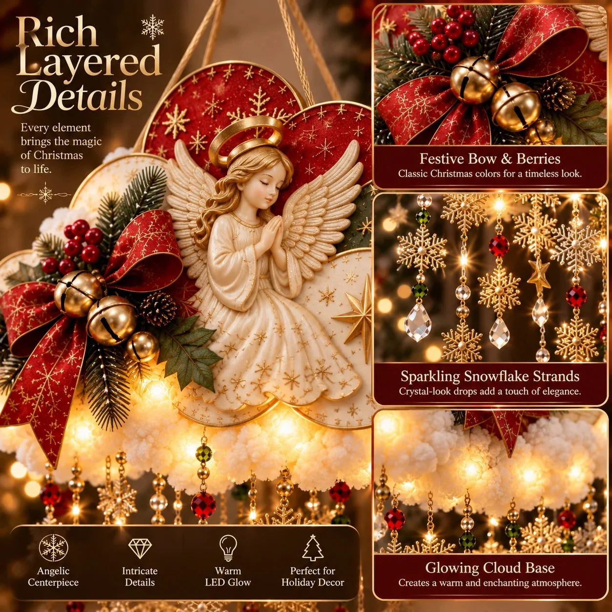 🔥✨ Angelic Christmas Snowfall Cloud – Lighted Hanging Holiday Decor☁️✨ - image 2