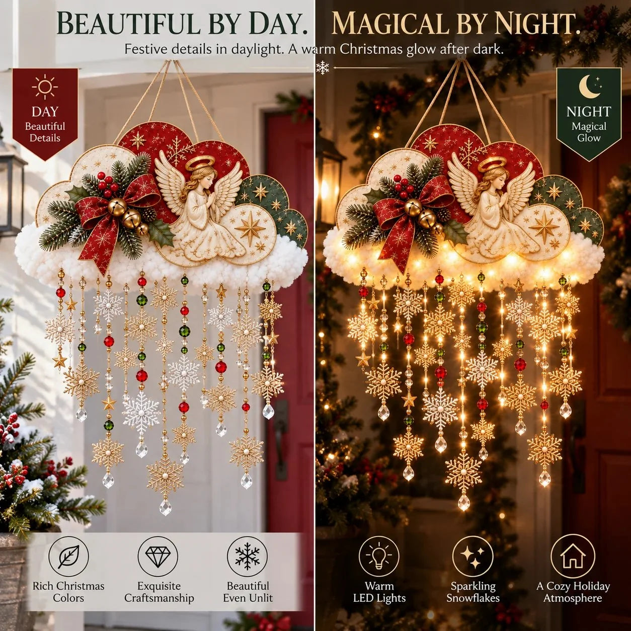 🔥✨ Angelic Christmas Snowfall Cloud – Lighted Hanging Holiday Decor☁️✨ - image 3