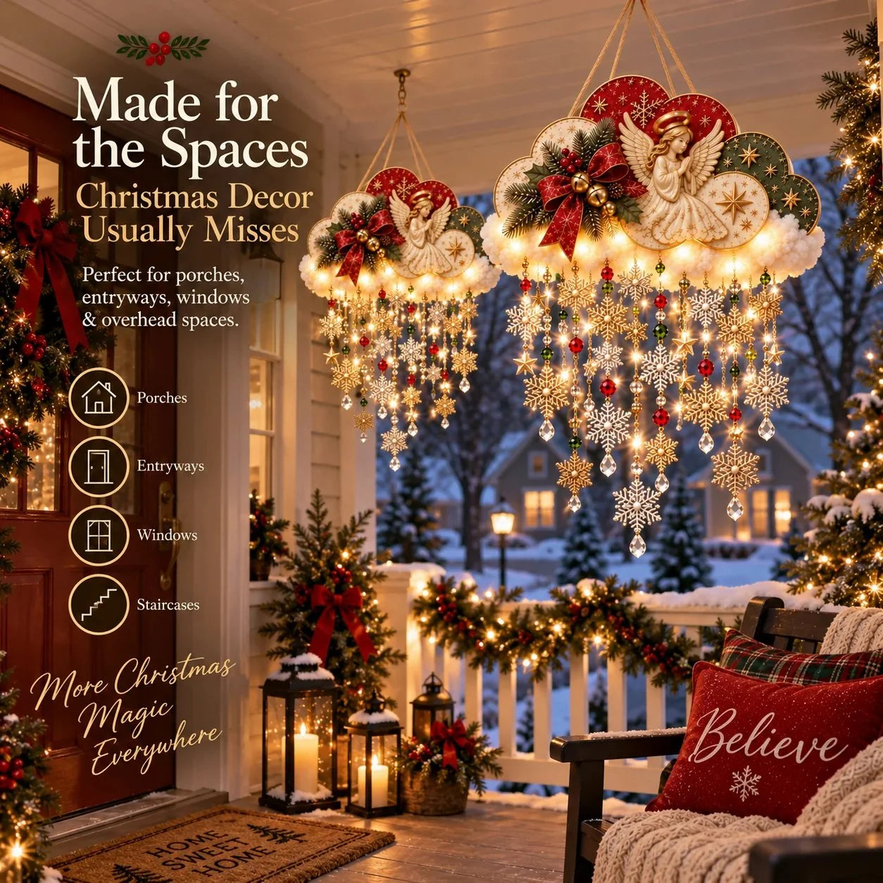 🔥✨ Angelic Christmas Snowfall Cloud – Lighted Hanging Holiday Decor☁️✨ - image 4