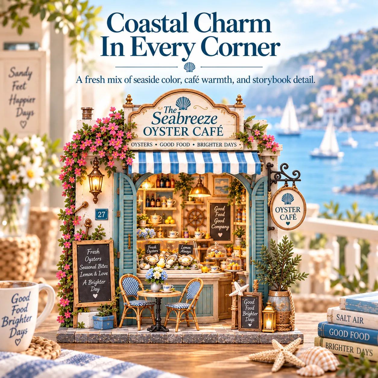 🌊🦪 The Seabreeze Oyster Café™-DIY 3D Miniature Coastal Café Kit - image 5
