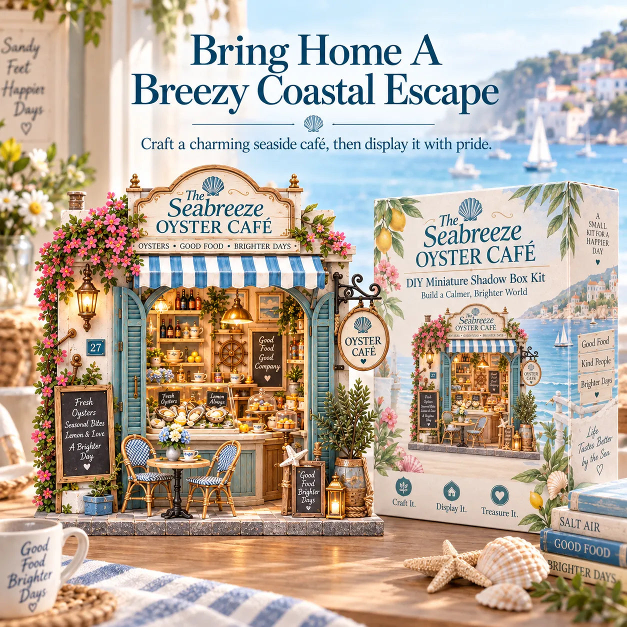 🌊🦪 The Seabreeze Oyster Café™-DIY 3D Miniature Coastal Café Kit - image 1