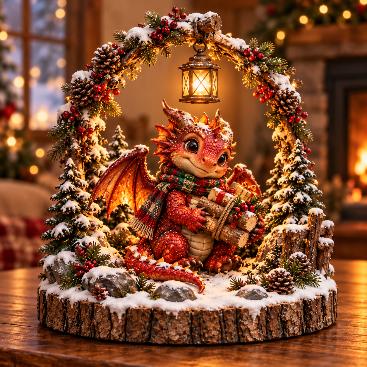 🐉✨ Keeper of the Christmas Light™ Dragon Woodland Lantern - image 1