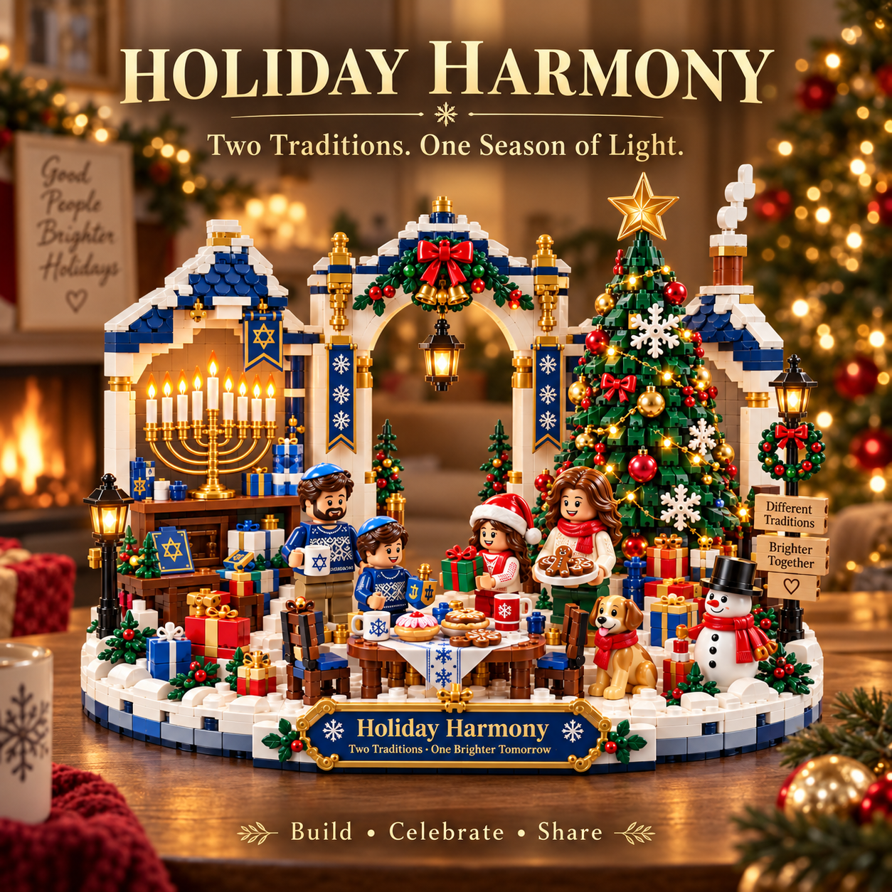 🎄🕎 Holiday Harmony Christmas & Hanukkah Building Block Set - image 1