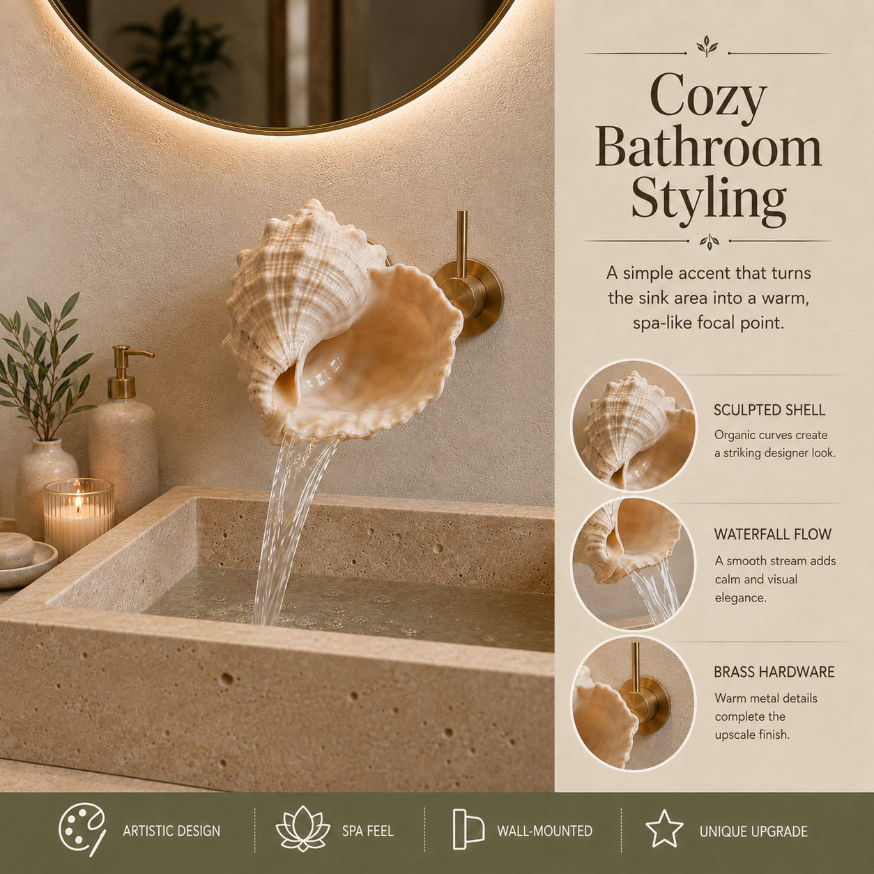 🐚Coastal Seashell Wall-Mount Faucet - image 5