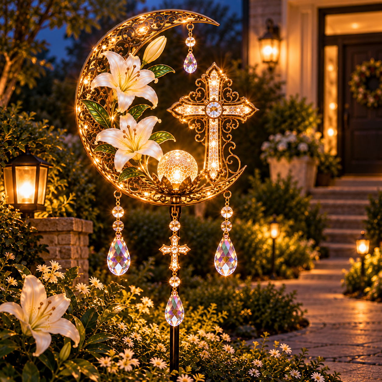 Cross & Lily Solar Garden Light™ | Christian Faith Garden Stake ✝️✨ - image 1