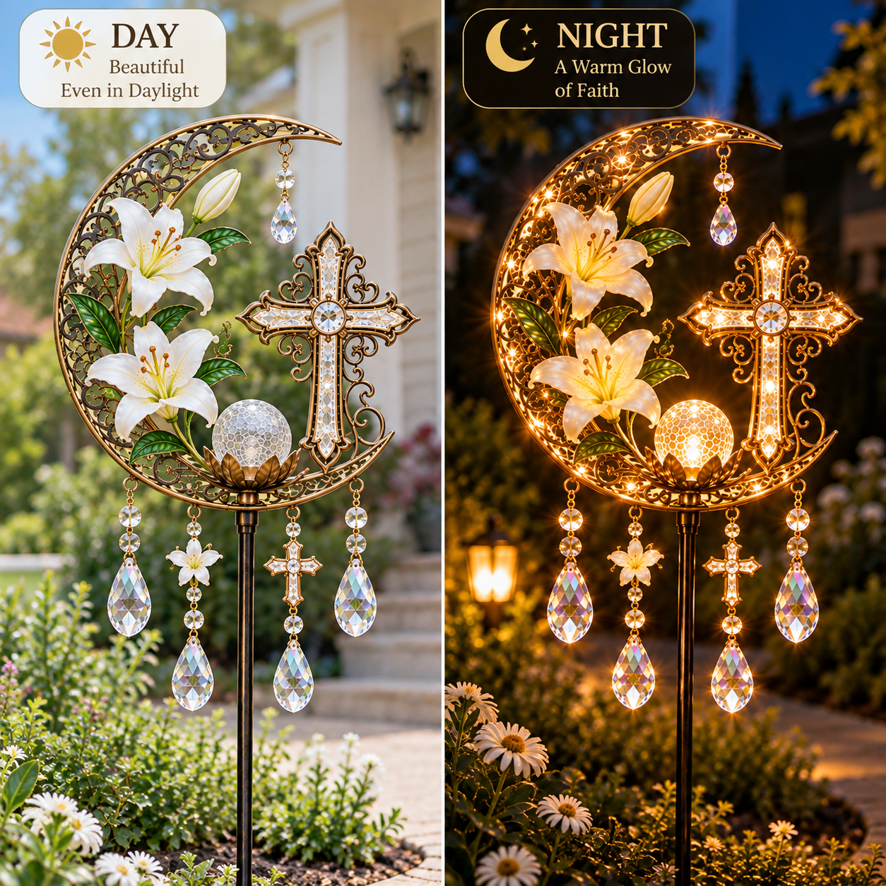 Cross & Lily Solar Garden Light™ | Christian Faith Garden Stake ✝️✨ - image 2