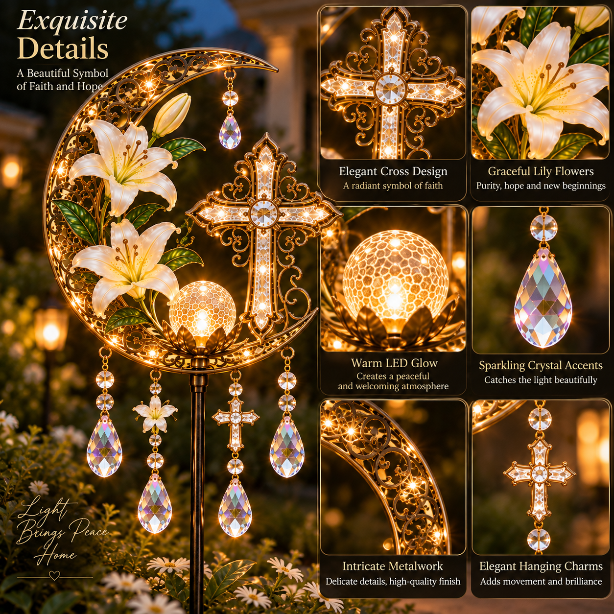 Cross & Lily Solar Garden Light™ | Christian Faith Garden Stake ✝️✨ - image 3