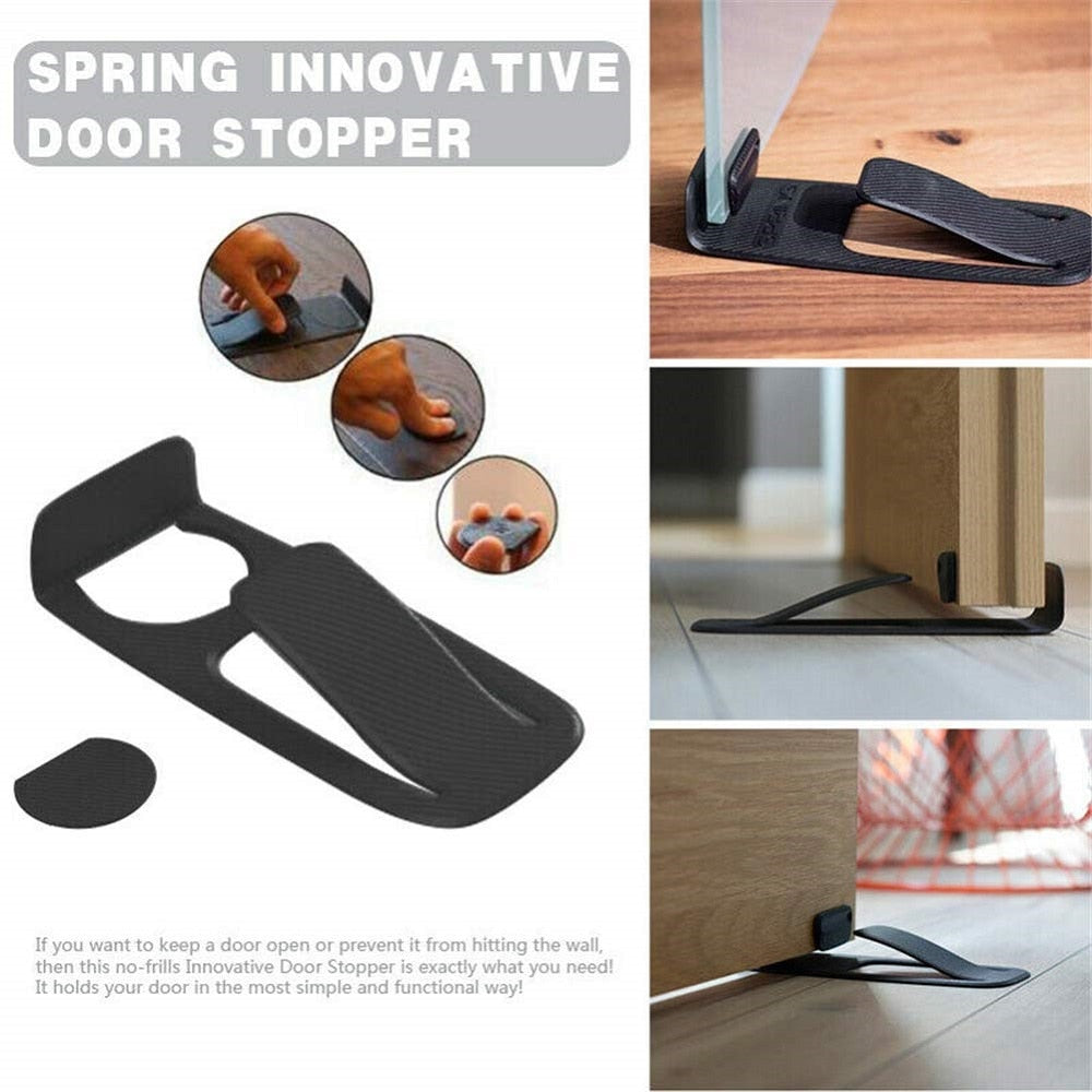 Spring door stopper details and use examples