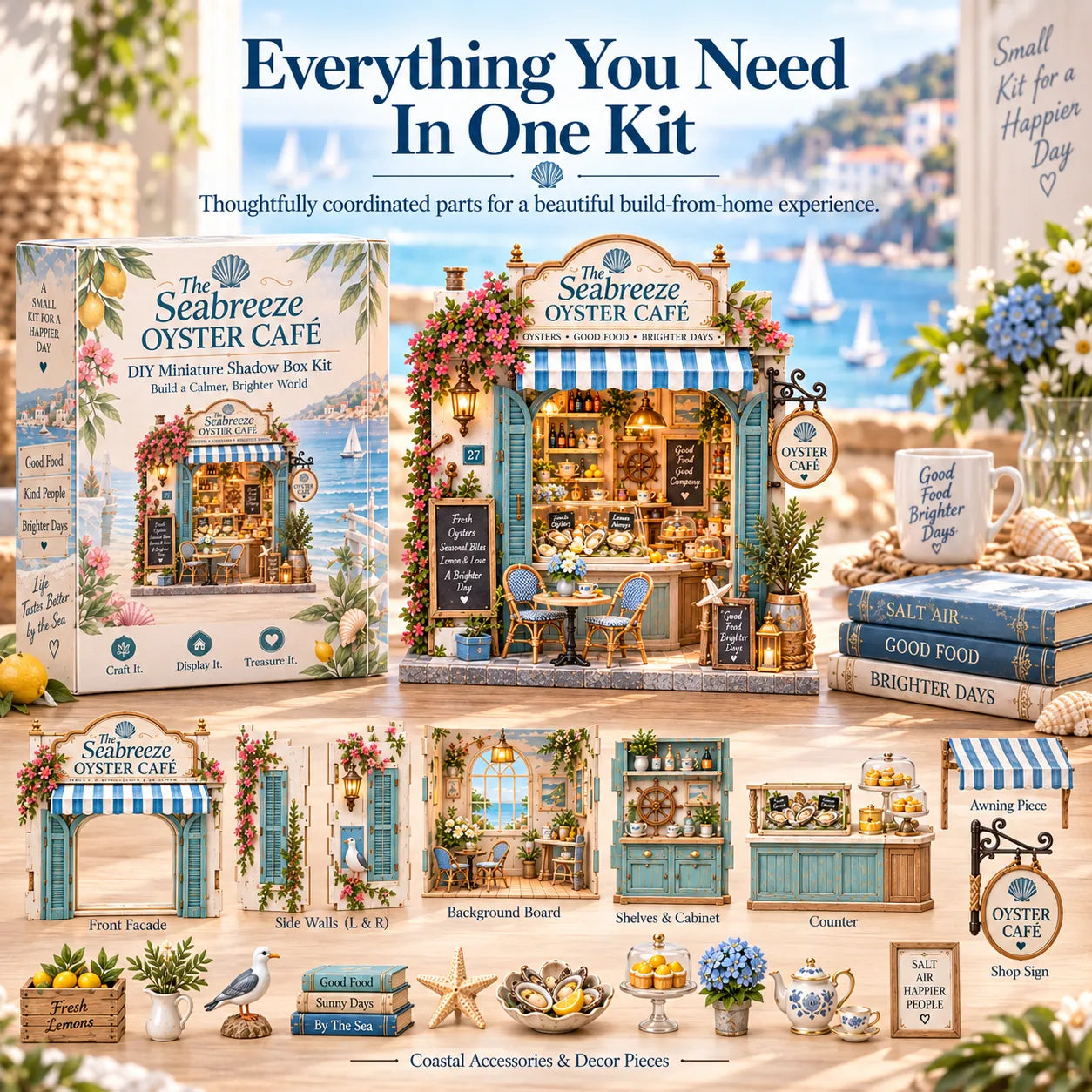 🌊🦪 The Seabreeze Oyster Café™-DIY 3D Miniature Coastal Café Kit - image 3
