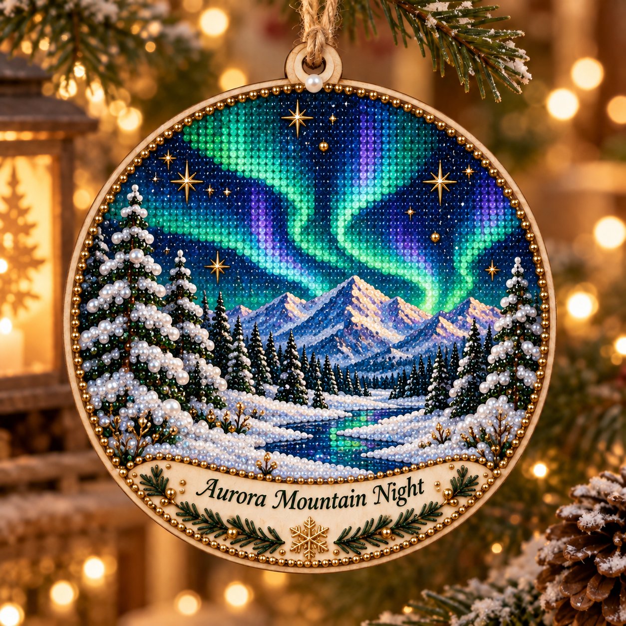 🌌 14-Day Aurora Diamond Painting Advent Calendar – DIY Wooden Christmas Ornament Kit - image 9