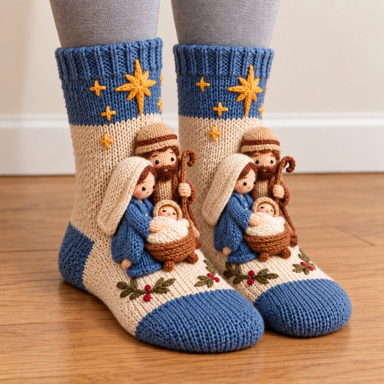 🎄 3D Nativity Christmas Socks - image 2