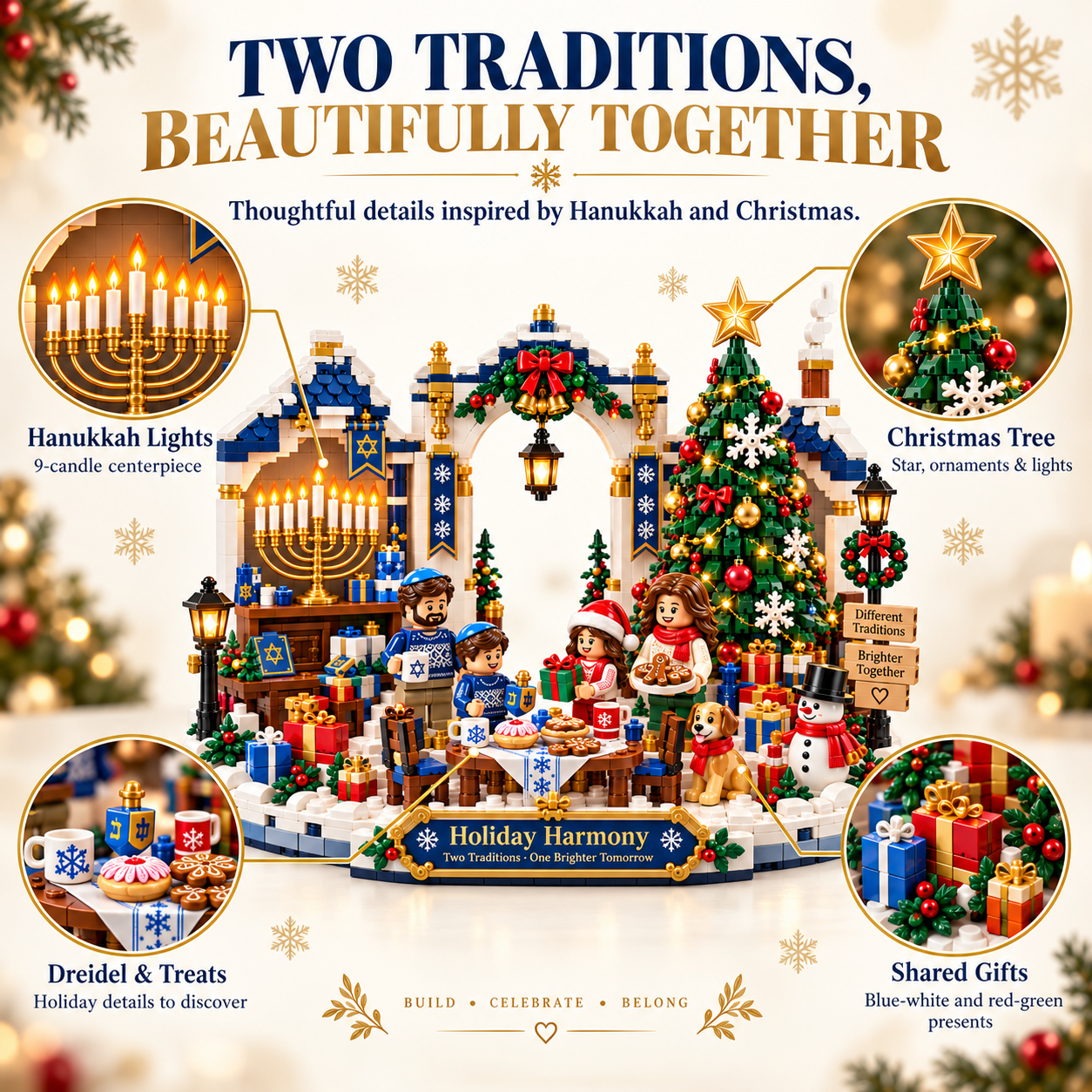 🎄🕎 Holiday Harmony Christmas & Hanukkah Building Block Set - image 2