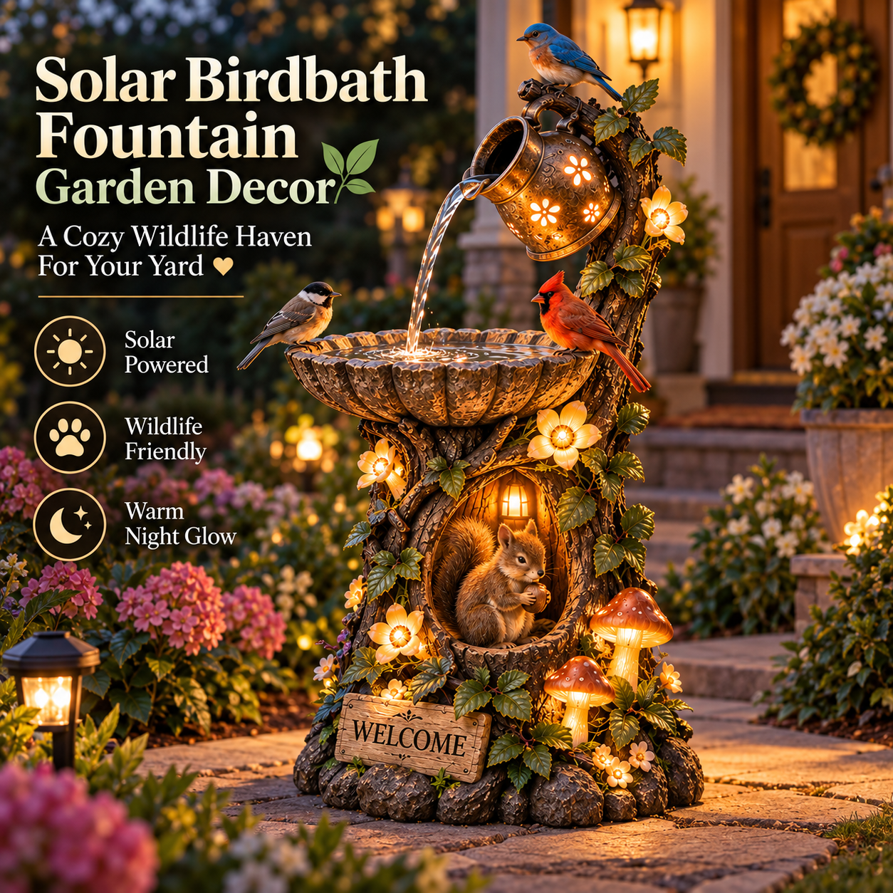 🌿 🐿️Solar Wildlife Garden Fountain – A Peaceful Stop for Birds & Squirrels - image 4