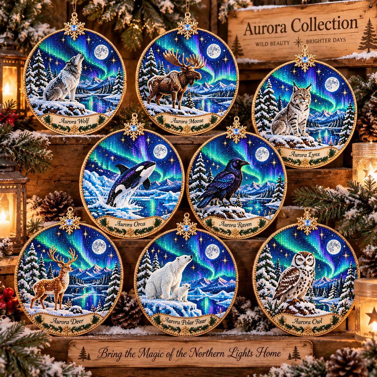 🌌 14-Day Aurora Diamond Painting Advent Calendar – DIY Wooden Christmas Ornament Kit - image 22