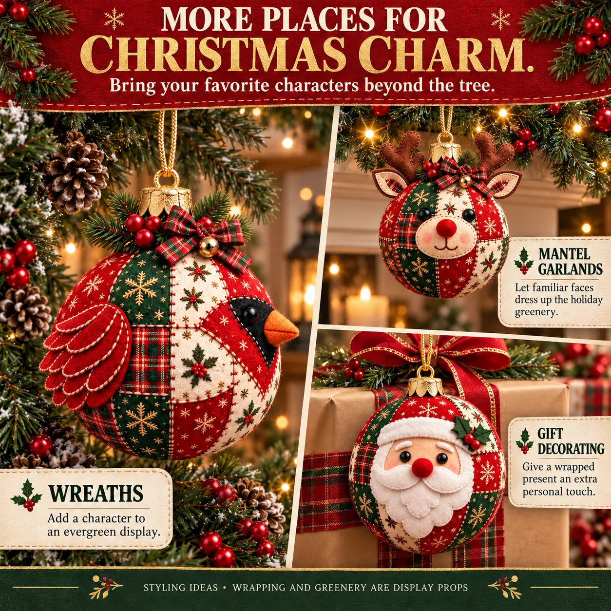 🎄Beginner-Friendly Cozy Patchwork Christmas Ornament Collection | 8 Festive Character Designs for Trees, Wreaths & Holiday Gifts ✨ - image 7