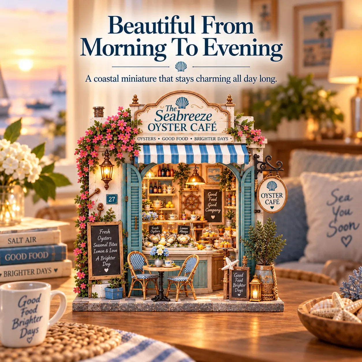 🌊🦪 The Seabreeze Oyster Café™-DIY 3D Miniature Coastal Café Kit - image 10