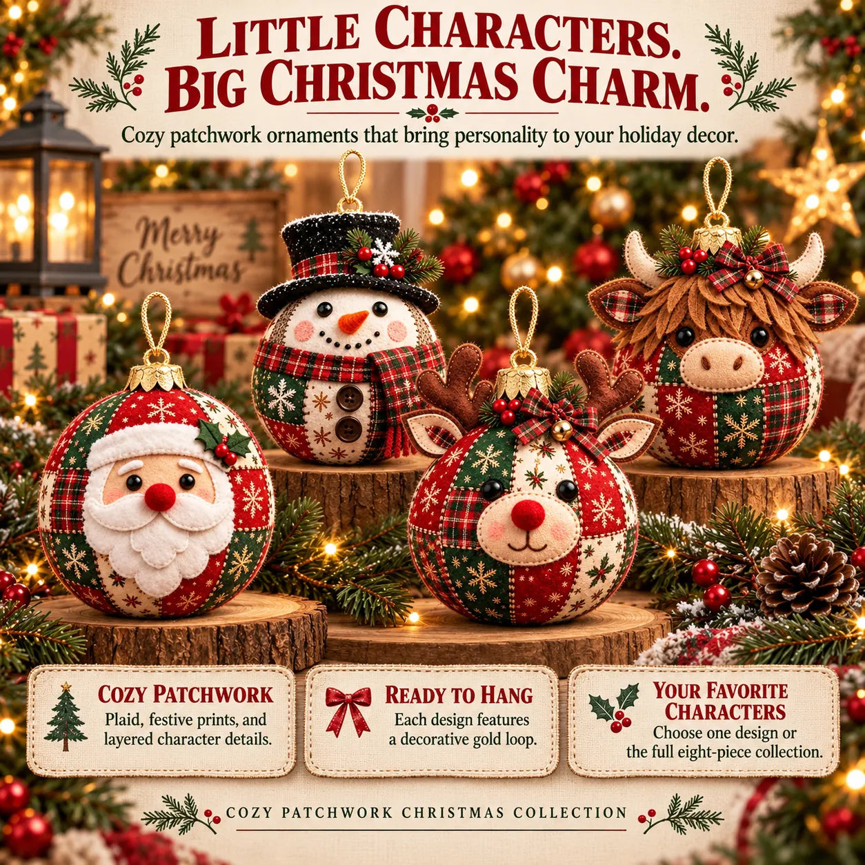 🎄Beginner-Friendly Cozy Patchwork Christmas Ornament Collection | 8 Festive Character Designs for Trees, Wreaths & Holiday Gifts ✨ - image 2
