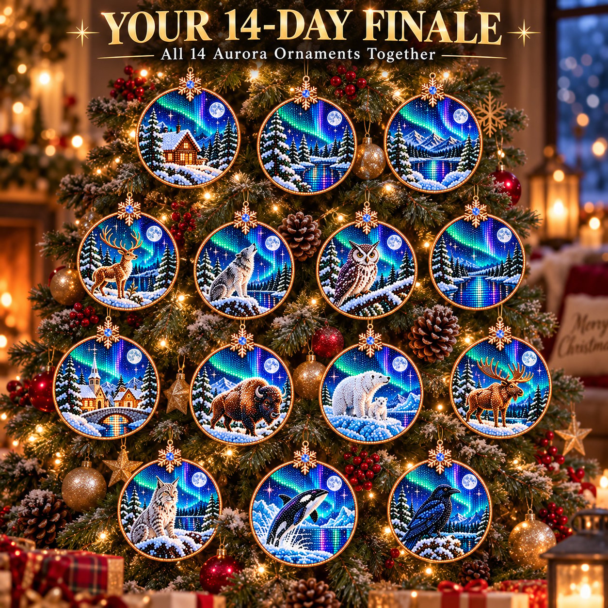 🌌 14-Day Aurora Diamond Painting Advent Calendar – DIY Wooden Christmas Ornament Kit - image 23