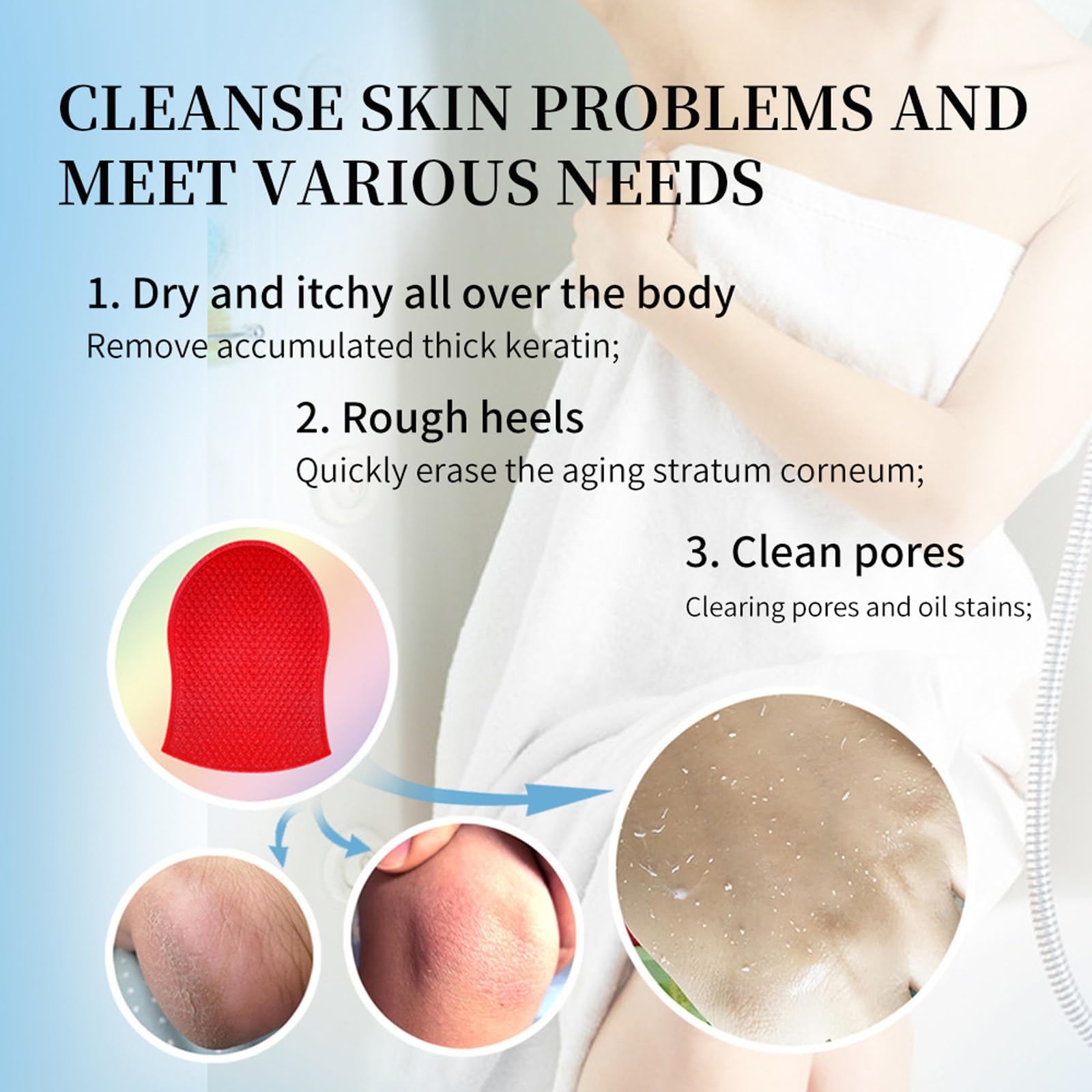 🔥 🔥 🔥 Exfoliating Shower Gloves, 5 Pack Travel Body Peeling Pads for Shower, Deep Exfoliation & Cleanse, Smooth Skin, Dual Texture Red Exfoliating Bath Scrubber Mitt Towel for Dead Skin Remover