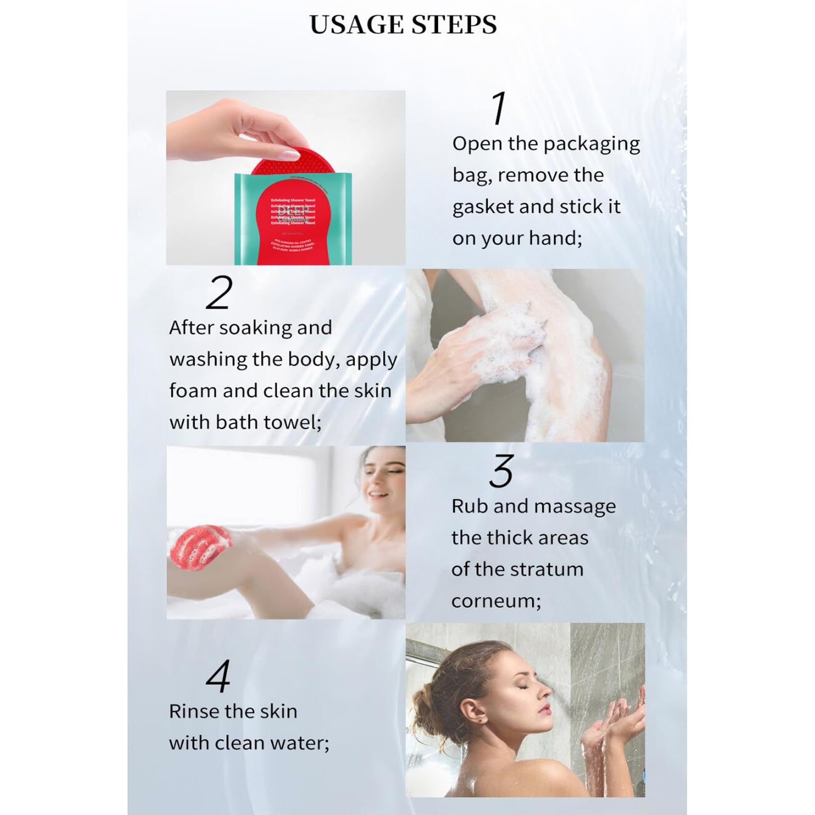 🔥 🔥 🔥 Exfoliating Shower Gloves, 5 Pack Travel Body Peeling Pads for Shower, Deep Exfoliation & Cleanse, Smooth Skin, Dual Texture Red Exfoliating Bath Scrubber Mitt Towel for Dead Skin Remover