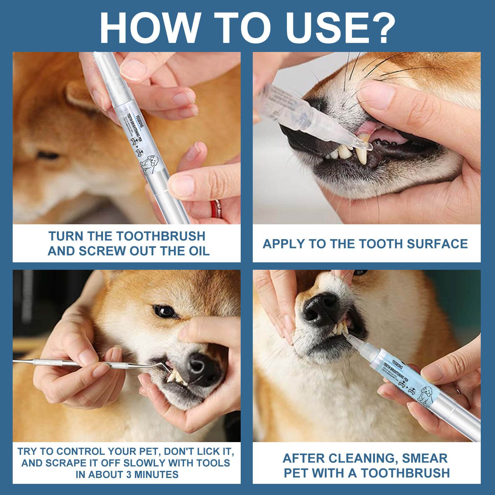 Pet Teeth Whitening Pen for Dogs & Cats – Portable Dental Cleaning Applicator