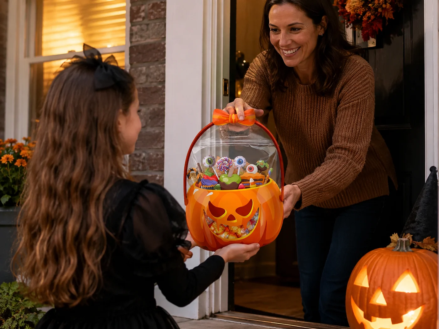 12PCS Halloween Pumpkin Treat Bags with Handles