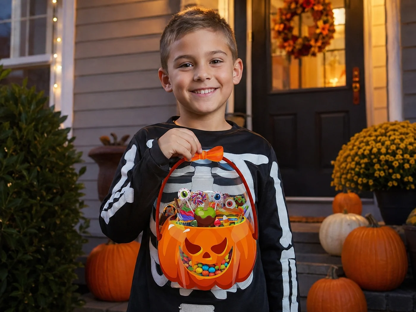 12PCS Halloween Pumpkin Treat Bags with Handles