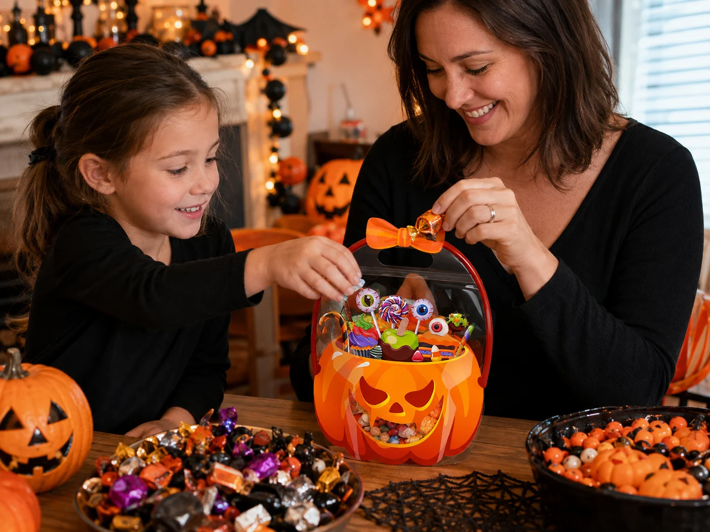 12PCS Halloween Pumpkin Treat Bags with Handles