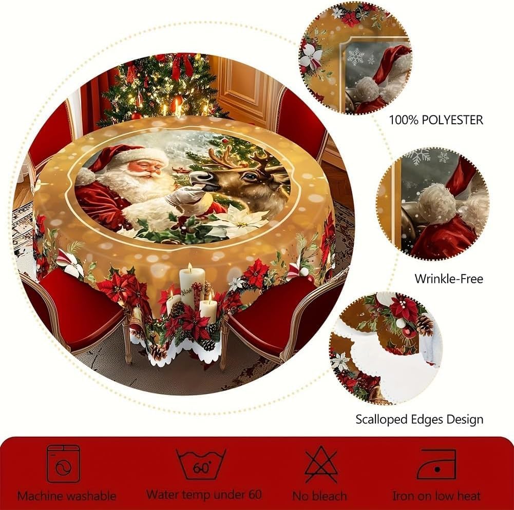 Vintage Christmas Holiday Tablecloth detail 3