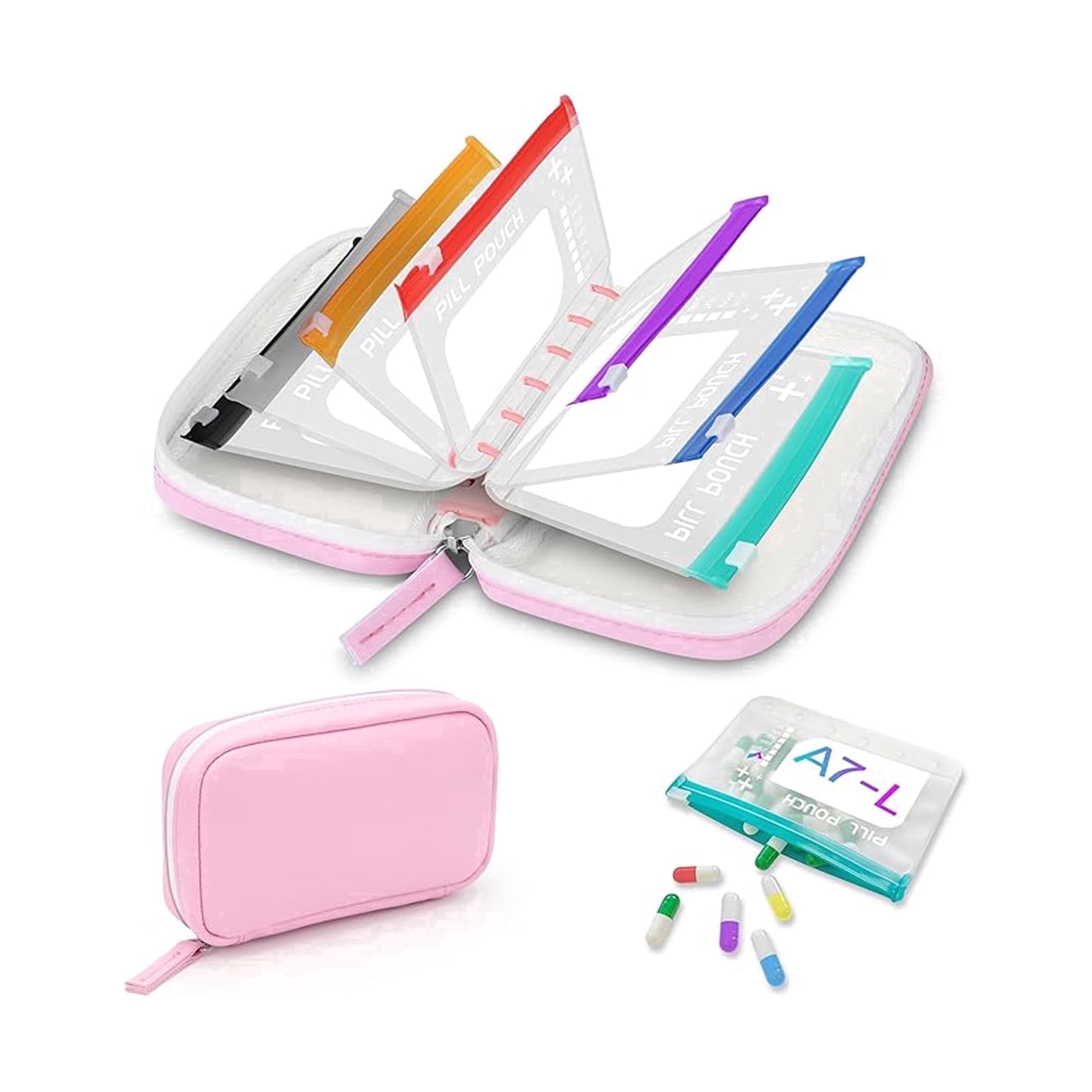 14-Day Pill Organizer Pouch Set with Zipper