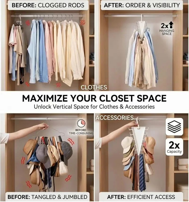 V-Shaped Double-Sided Closet Organizer Hanger